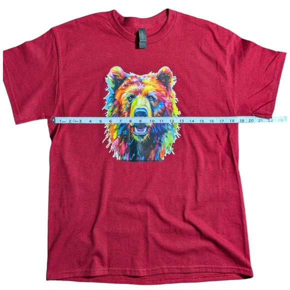 Bright Colorful Bear Graphic Tee Shirt - Size M - Antique Red-NWOT- All Genders - Picture 3 of 7